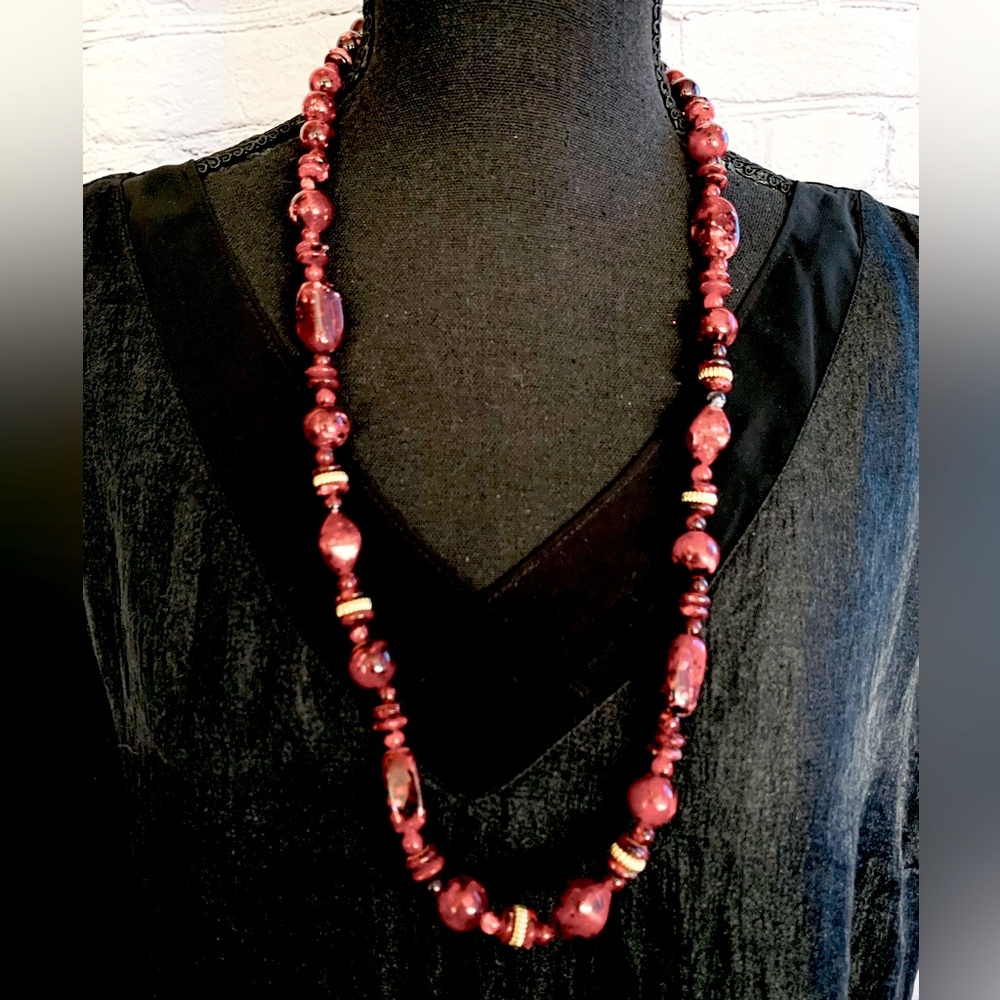 Red Beaded Acrylic Necklace